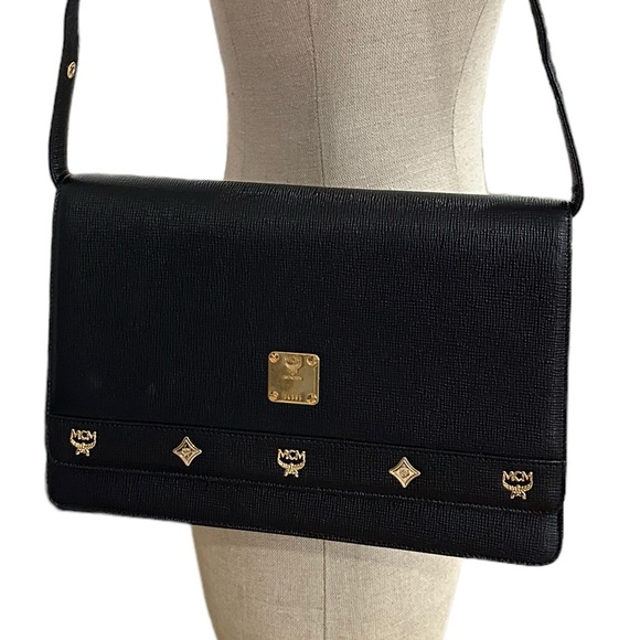 Genuine vintage MCM Munchen Michael Cromer signature black leather shoulder bag - Picture 4 of 15